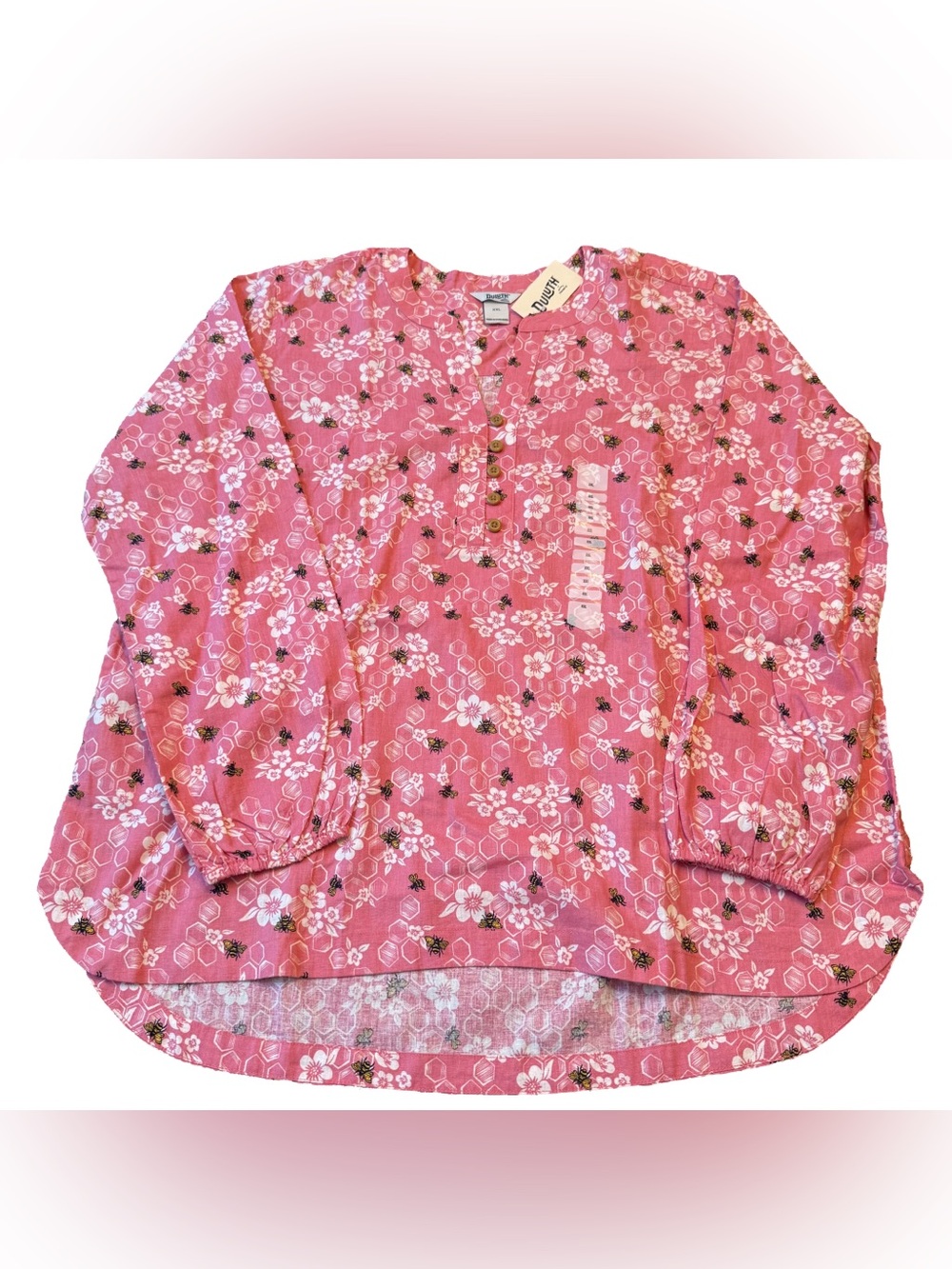 NWT 🐝 Duluth Trading Co | Pink Floral Artisan Blouse | Hemp top 🌱